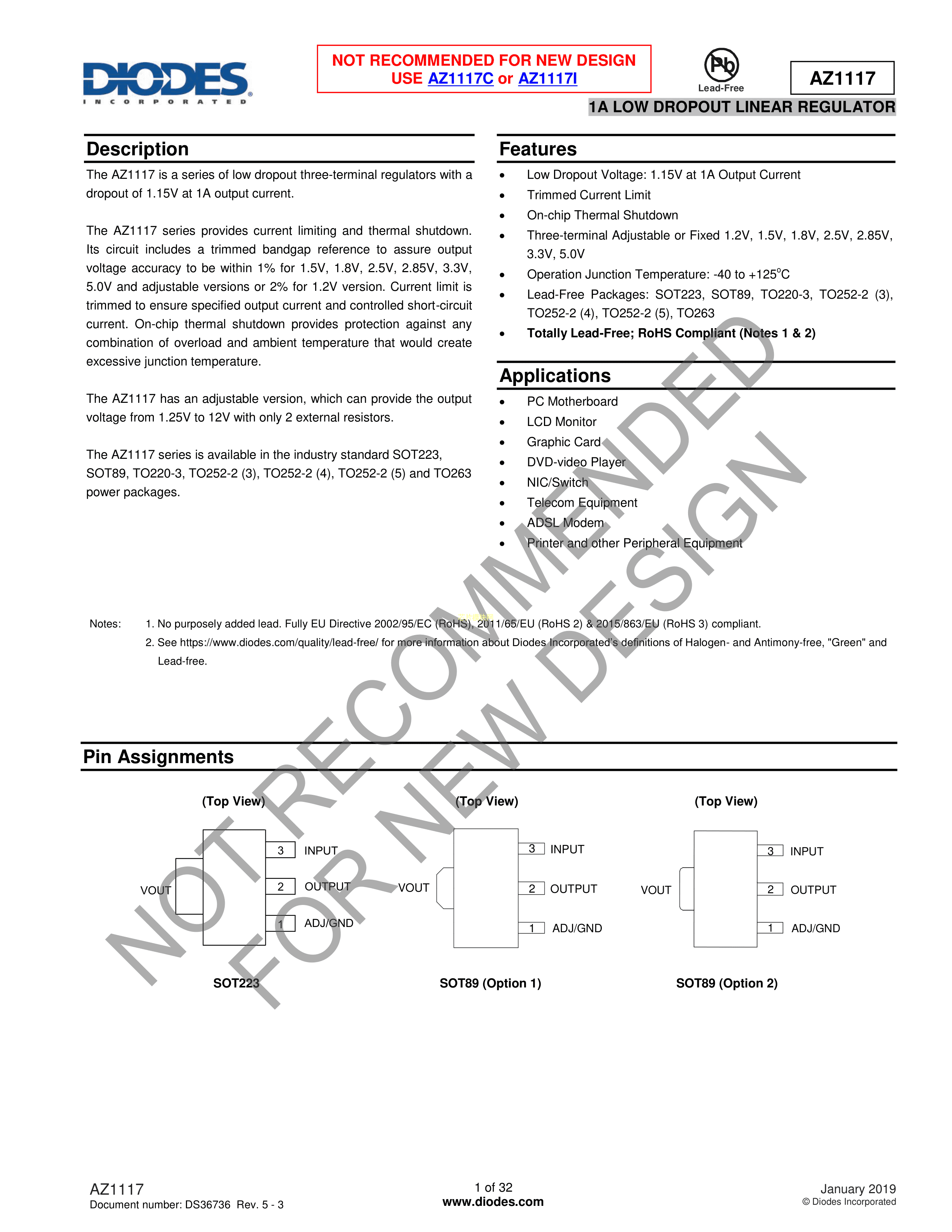 AZ1117H-5.0TRG1数据手册SOT-223封装DIODES(美台)PDF规格书，中英文下载 - 规格书 - 芯片模块网 - 让芯片更简单！
