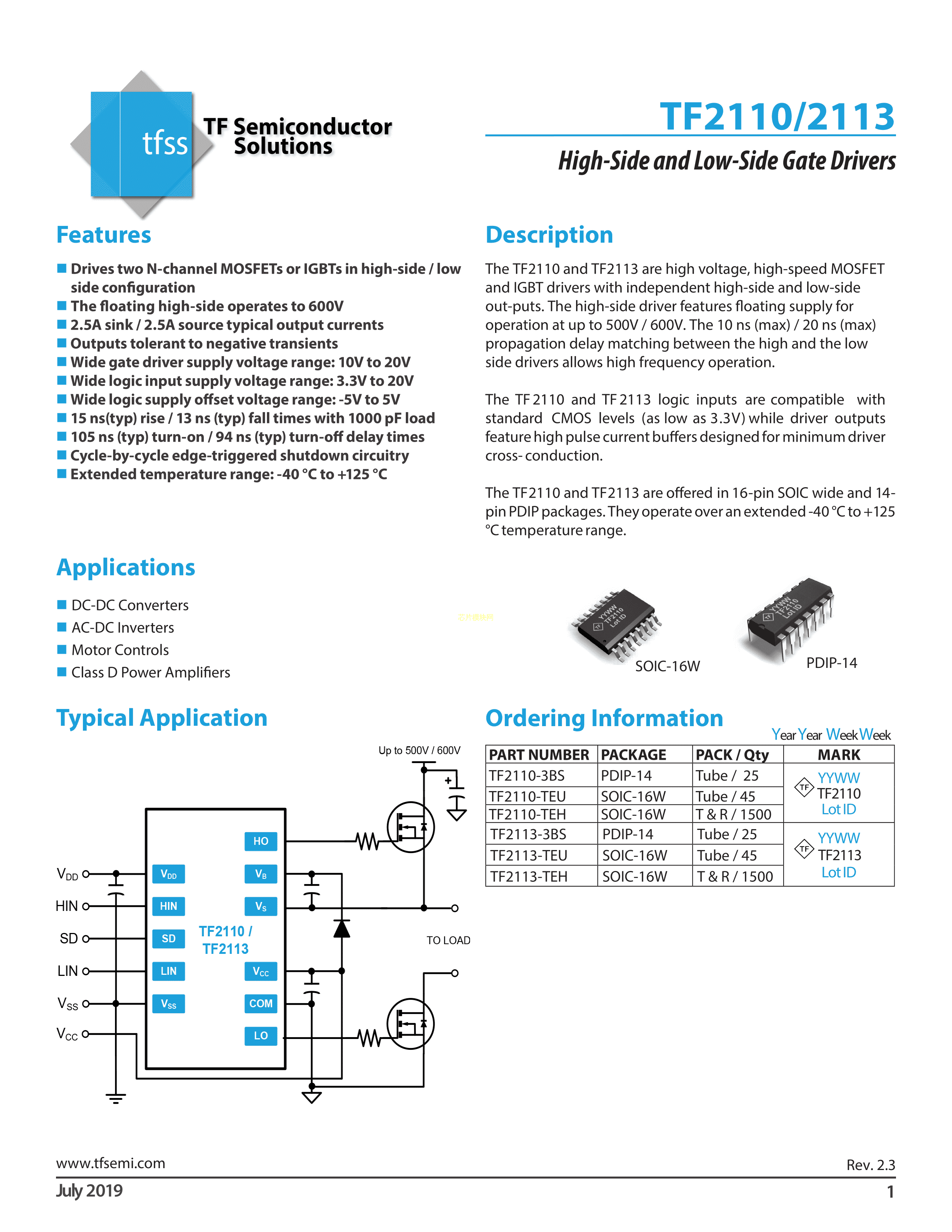 TF2110-3BS数据手册DIP-14封装TFSS(德律风根)PDF规格书，中英文下载- 规格书- 芯片模块网- 让芯片更简单！
